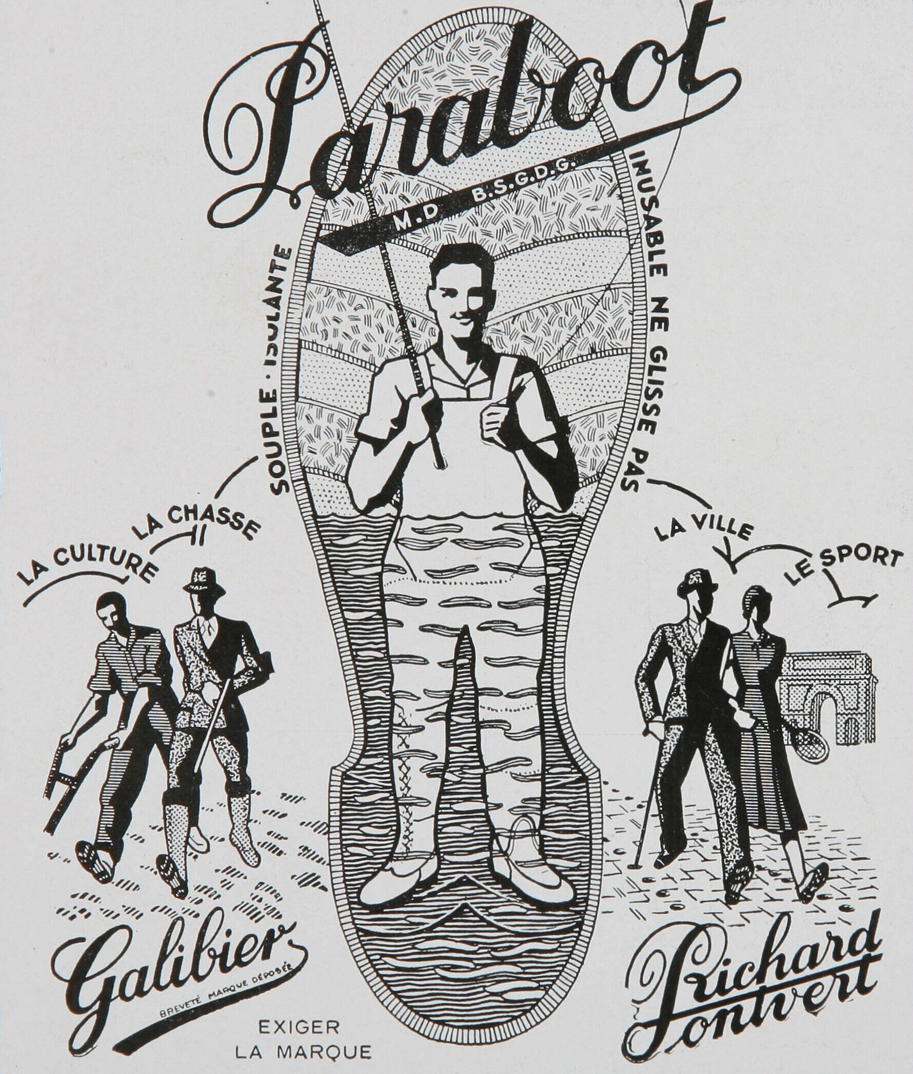 ガリビエとパラブーツのヴィンテージ広告 - リシャール・ポンヴェール社の遺産